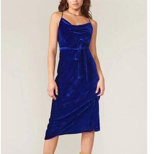 Adelyn Rae Zana Velvet Cowl Neck Slip Dress Blue